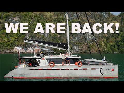 YES, WE ARE AT ANCHOR WITH OUR ALUMINIUM CATAMARAN!!!