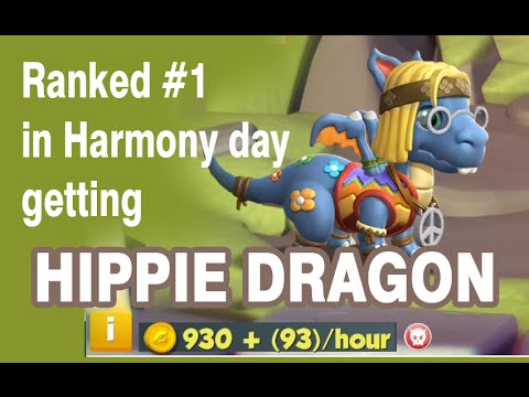 Getting HIPPIE DRAGON, Ranked #1 in Harmony day event, Hatching & leveling in Dragon Mania Legends