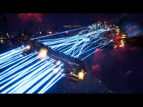 Adeptus Mechanicus vs Orks - Skalgrim Mod - Massive Battle - Battlefleet Gothic Armada 2