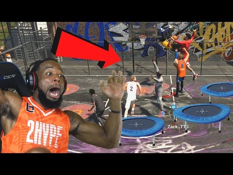 *New* Caged TRAMPOLINE PARK! 2Hype w/ Troydan! NBA 2K19 Park Mode