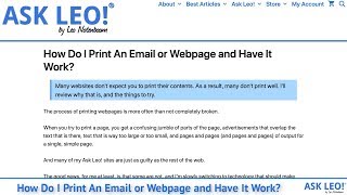 How Do I Print An Email or Web Page and Have It Work?