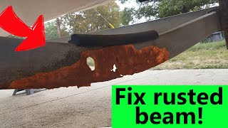 Rusted boat trailer repair... angle iron "splint"
