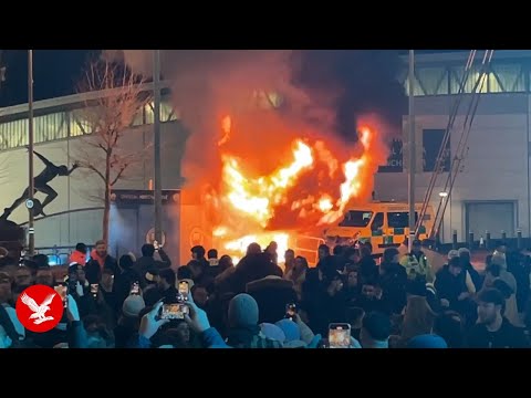 Fire engulfs kiosk outside Etihad ahead of Man City's Champions League clash