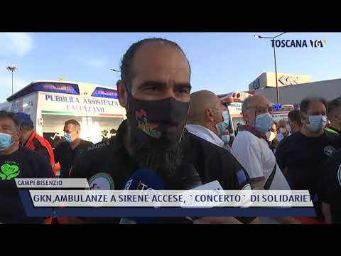 2021-07-28 CAMPI BISENZIO - GKN,AMBULANZE A SIRENE ACCESE, 'CONCERTO' DI SOLIDARIETÀ