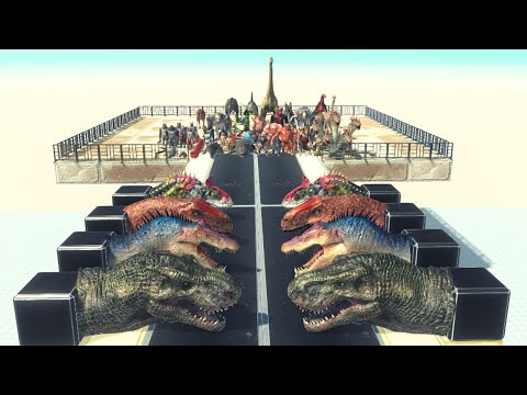 All Units Try To Through Dinosaur Heads Road ARBS | Animal Revolt Battle Simulator