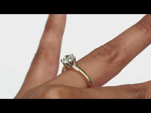 Art Deco 14k Yellow Gold & Platinum Prongs 1.05ct Old European Brilliant Engagement Ring-VEG#115B