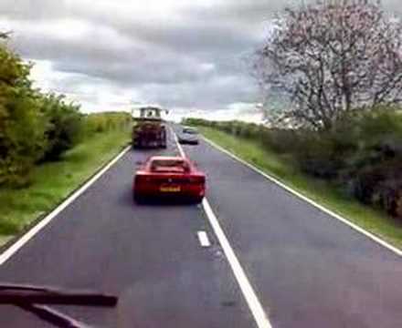 Ferrari overtake a tracktor