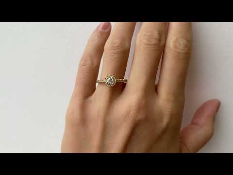 0.3 carat Halo Round Diamond Ring in 18K Yellow Gold - PIERRE - Style # 3882Y