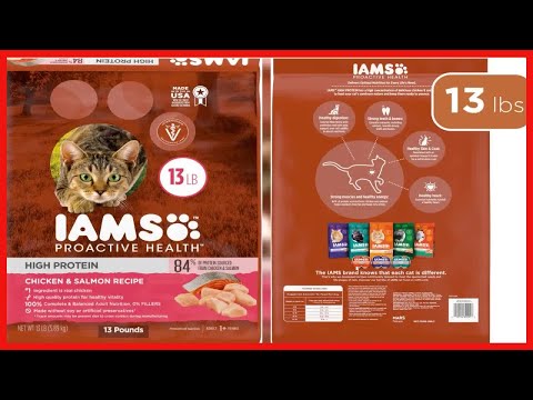 IAMS PROACTIVE HEALTH High Protein Adult Dry Cat Food with Chicken & Salmon Cat Kibble, 13 lb. Bag