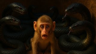 Baby Monkey Trapped with Deadly Snakes 🐍💔 | Heart-Stopping Rescue! #shorts #monkey #ai