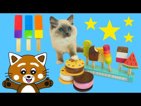 Pukkins och kattungen Frasse gör roliga glassar - Lek och lär - Lek med oss