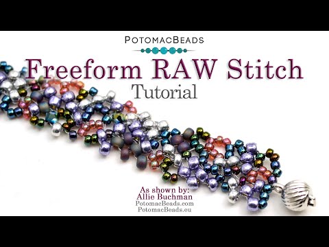 Freeform RAW Stitch Bracelet- DIY Jewelry Making Tutorial by PotomacBeads