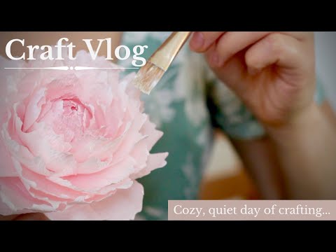 Relaxing craft vlog no.2 ✂️🎨| A crepe paper peony that lasts forever...😍🧚‍♀️💐| Coffee | ASMR