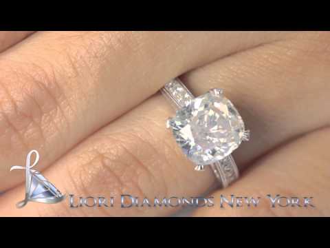 ER-1016 - 4.65 Carat G-SI3 Certified Cushion Cut Diamond Engagement Ring 18k White Gold
