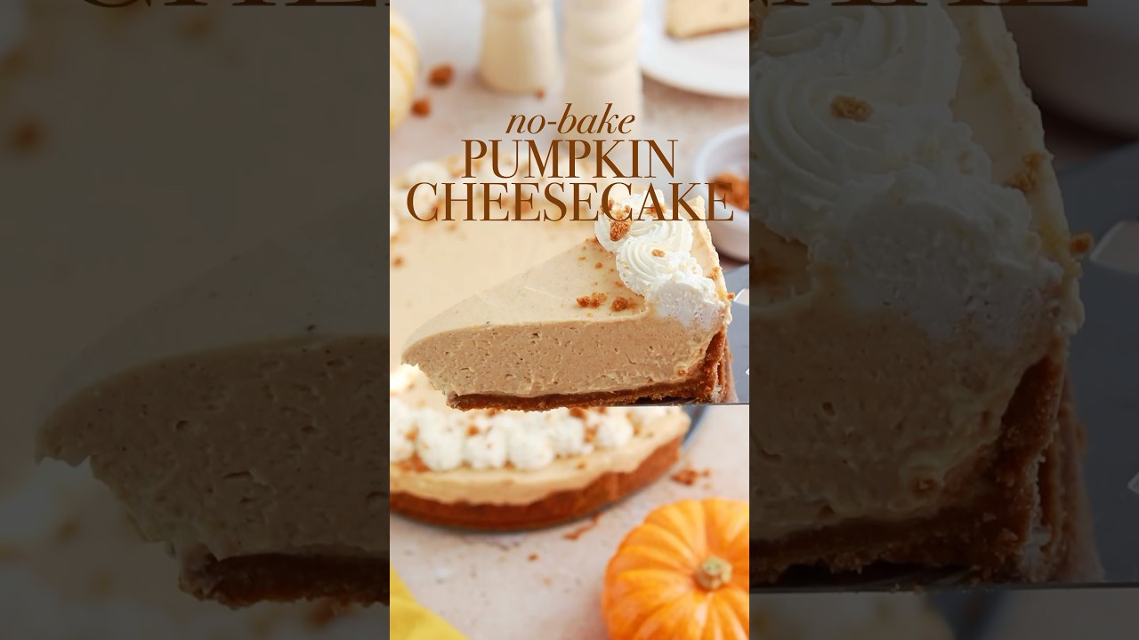 No bake pumpkin cheesecake is all I wanna eat this Fall 🍂 recipe at sugarandsparrow.com #dessert