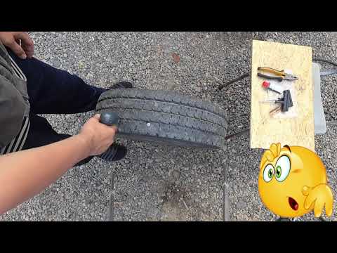 Ремонт бескамерной шины, установка жгута.