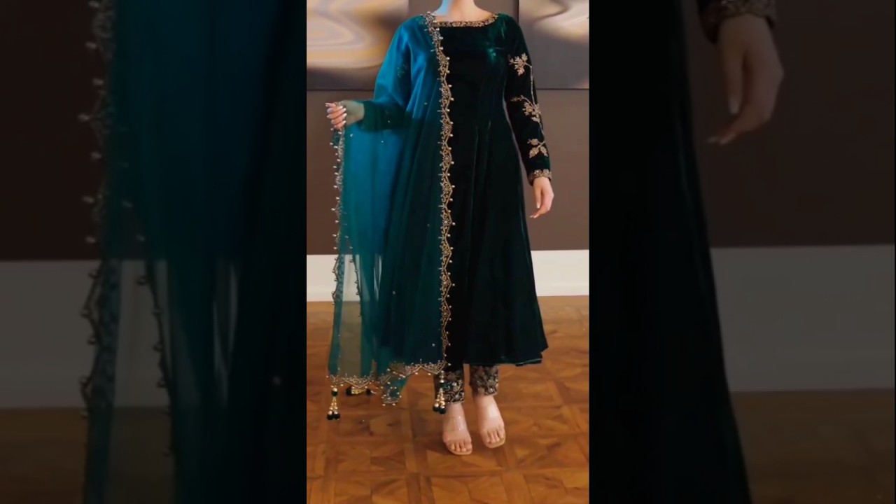 Most Viral Velvet Embroidered Frock Design #fashion #embroidery #shortsviral #shorts