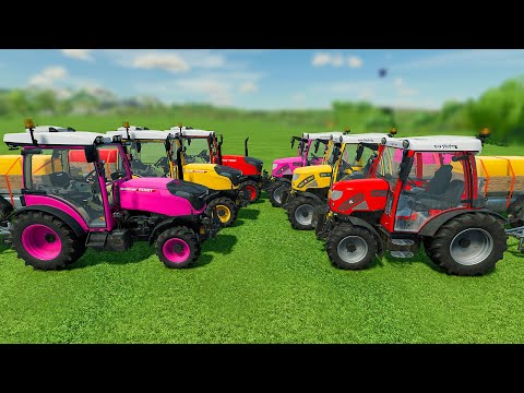 FENDT vs LANDINI vs RIGITRAC MINI TRACTORS PARKOUR WITH BALES - Farming Simulator 22