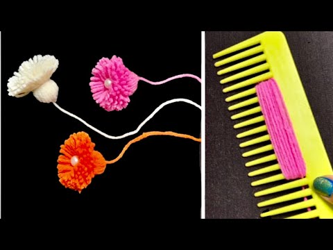 Amazing Trick with Hair Comb - Hand Embroidery Design - Easy Woolen Flower Making - Sewing Hack
