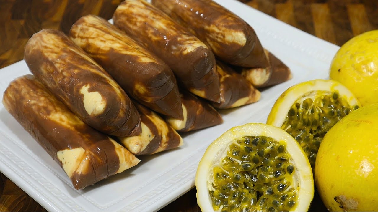 GELADINHO GOURMET DE MARACUJÁ COM CALDA DE CHOCOLATE | SACOLÉ | CHUP-CHUP