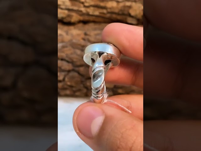 حجر عقيق طحلبي صياغه موديل بحريني