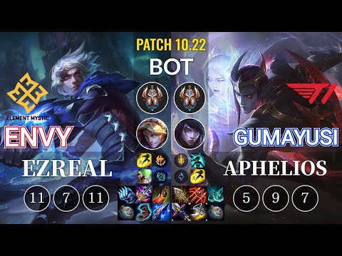 EM Envy Ezreal vs T1 Gumayusi Aphelios Bot - KR Patch 10.22