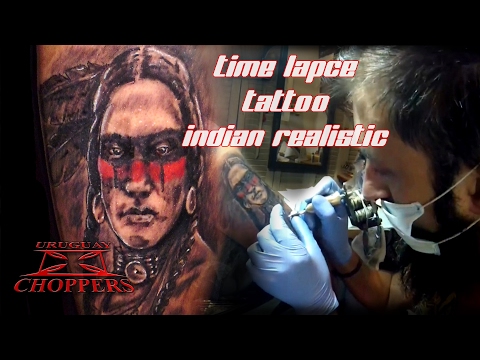 Time lapse - tattoo - indian realistic portrait