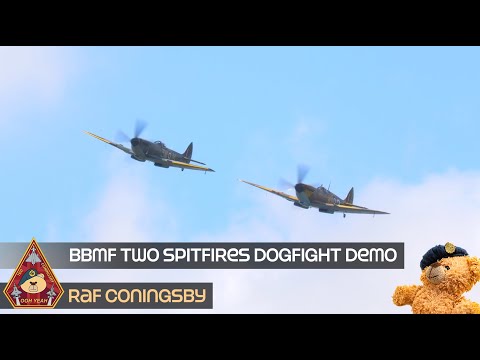 REMEMBERING MARK LONG 2 BBMF SPITFIRES Mk. XVI & Mk. IX DOGFIGHT DEMO DISPLAY • RAF CONINGSBY