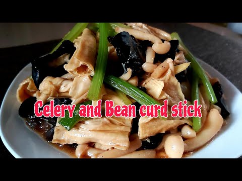 Bean Curd Sticks Recipe | Celery and Bean curd Sticks Recipe | Chinese Style Recipe | jhen frago 
