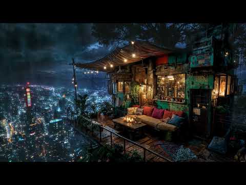 Lofi Zen – Nestled Above the City – Rain and Lo-fi Relaxation | Peaceful Urban Ambience | 4K