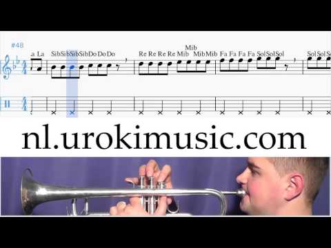 Trompet Leren Spelen Adele Hello Trompetles Deel#1 Studie Klasse Muzieknoten Bladmuziek Melodie