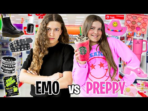 EMO 🖤 VS PREPPY 💗 SHOPPING CHALLENGE!