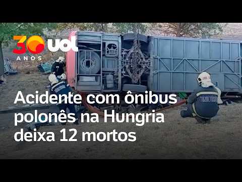 Veja os destroços do acidente com ônibus na Hungria que deixou 12 mortos e 10 feridos