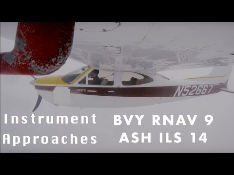Instrument approaches in and out of the clouds w/ATC audio, Cessna 177RG, RNAV 9 BVY, ILS 14 ASH