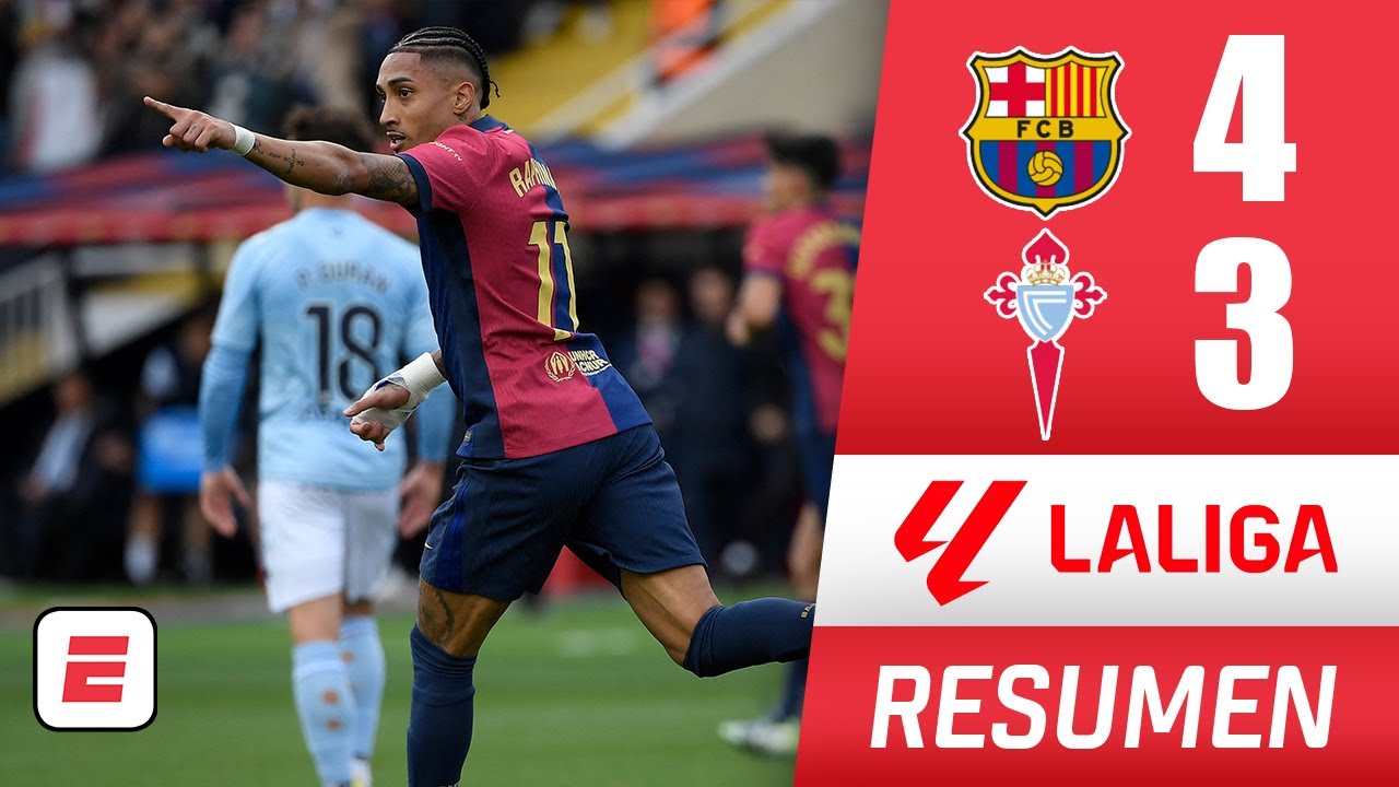 Remontada épica. Abajo por 2 goles, el Barcelona ganó 4-3 a Celta de Vigo. Raphinha, héroe | La Liga