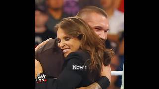 Stephanie 🥺 &amp; Triple H With Randy Orton And Then Vs Now ❤️#wwe #stephanie #randy #tripleh #shorts