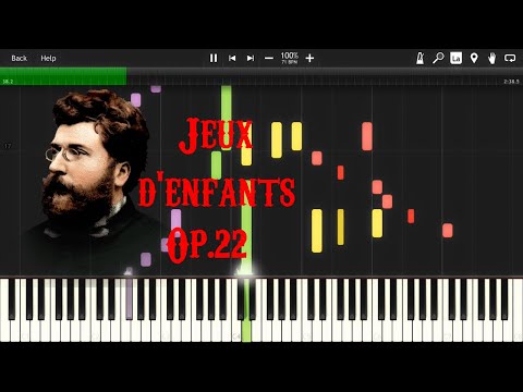 Piano Four Hands - G. Bizet, Jeux d'enfants, Op. 22 Nº1 - "L' Escarpolette" [Synthesia Tutorial]