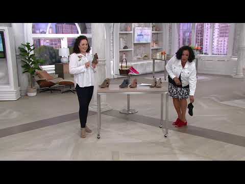 Earth Nubuck Perforated Peep-Toe Booties - Keri on QVC