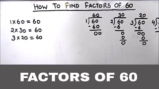How to Find All Factors of 60 / Factors of 60 / Prime Factors of 60