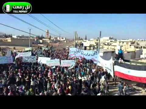 مظاهرة حاشدة في مدينة تل رفعت في ريف حلب الشمالي في جمعة "المنطقة العازلة مطلبنا"