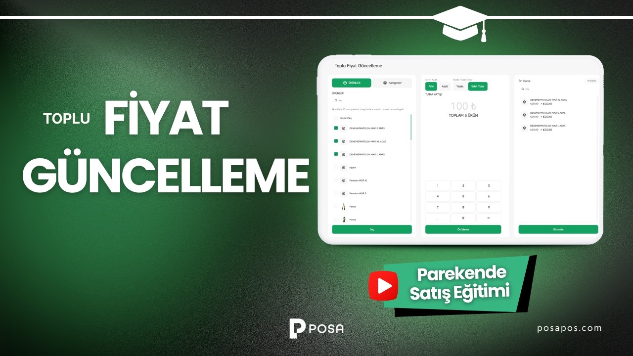 Fiyat Güncelleme Ekranı (Toplu ve Kategori Bazlı Fiyat Güncelleme) | POSA Barkod Sistemi Eğitimi