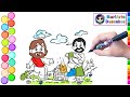 Como Desenhar JESUS JESUS Multiplica Pães E Peixes E ALIMENTA A MULTIDÃO Desenho Bíblico