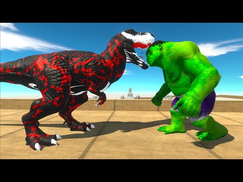 CARNAGE T-REX vs CAPTAIN T-REX vs HULK GORO DEATH CLIMB - Animal Revolt Battle Simulator
