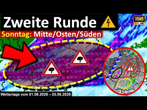 Further thunderstorms with #risk of severe weather due to heavy rain, hail and gusts of wind on S...