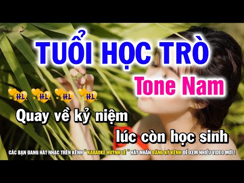 Karaoke Tuổi Học Trò - Tone Nam | Nhạc Sống Huỳnh Lê
