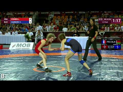 1/4 WW - 42 kg: L. COHEN (FRA) v. V. HARDZEI (BLR)