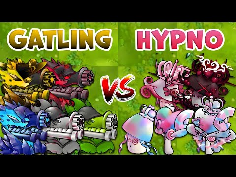 PVZ 1 Fusion 2.4 Challenge - Team GATLING PEA vs HYPNO Plants Fusion VS Obsidian Gargantuar