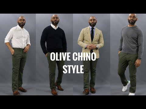 How To Wear Olive Chinos/How To Style Olive Chinos 4 Ways Video