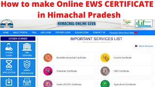 thumb for How To Make Online State EWS (Economically Weaker Section) Certificate In Himachal Pradesh | EWS