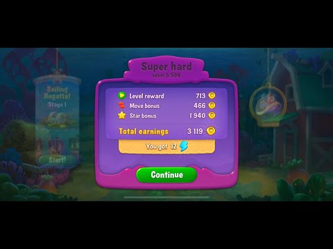 Mobile game : Fishdom [simulation] level 5594 Super Hurd